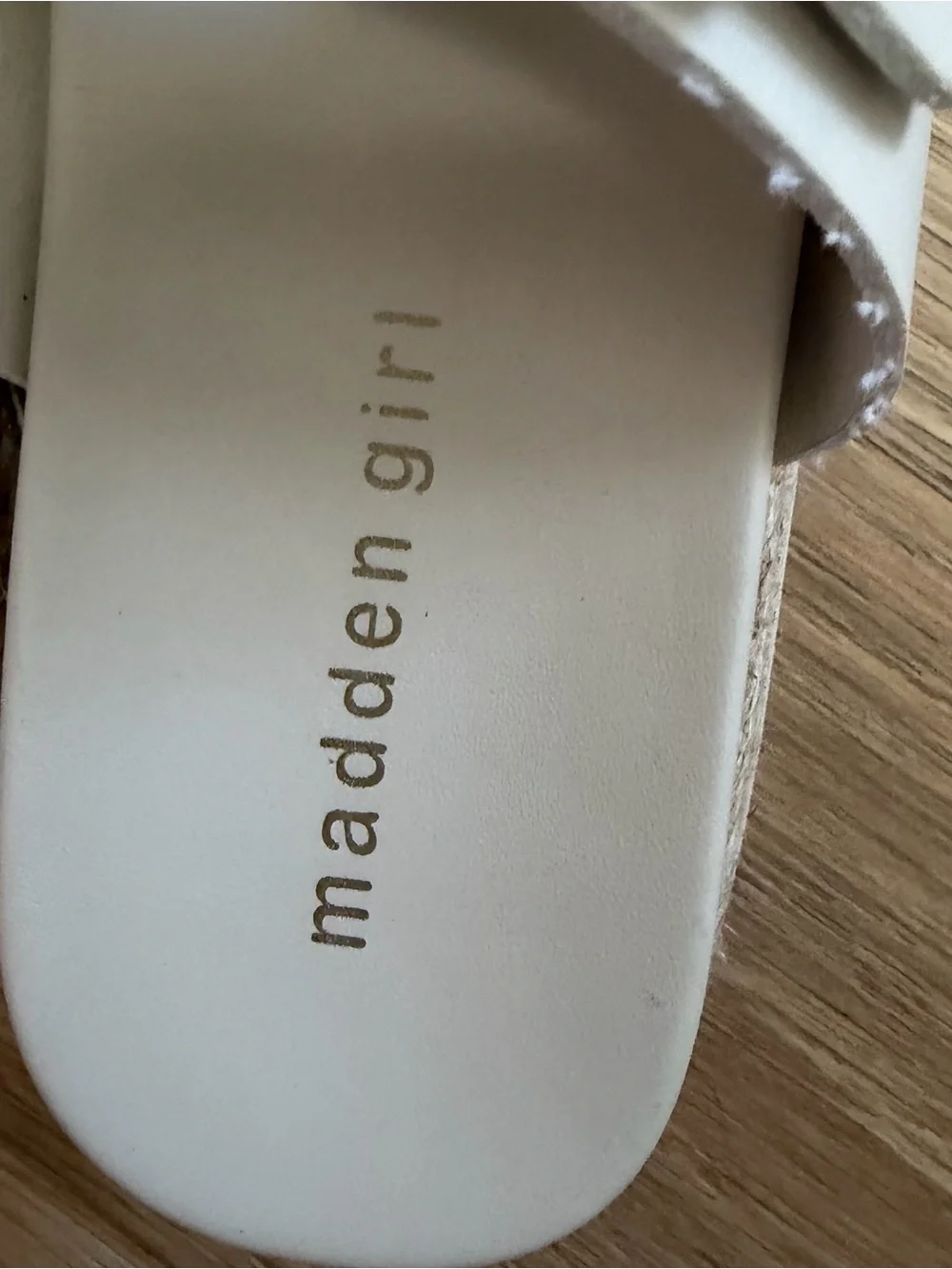 Madden Girl White Double-Strap Slide Sandals with Gold Buckles size 7 1/2 easyon